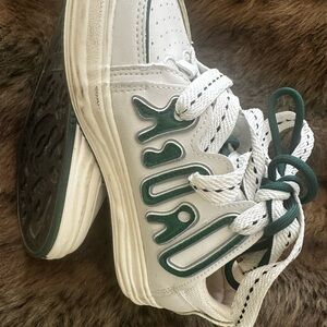 Stylish White and Green Women's Sneakers